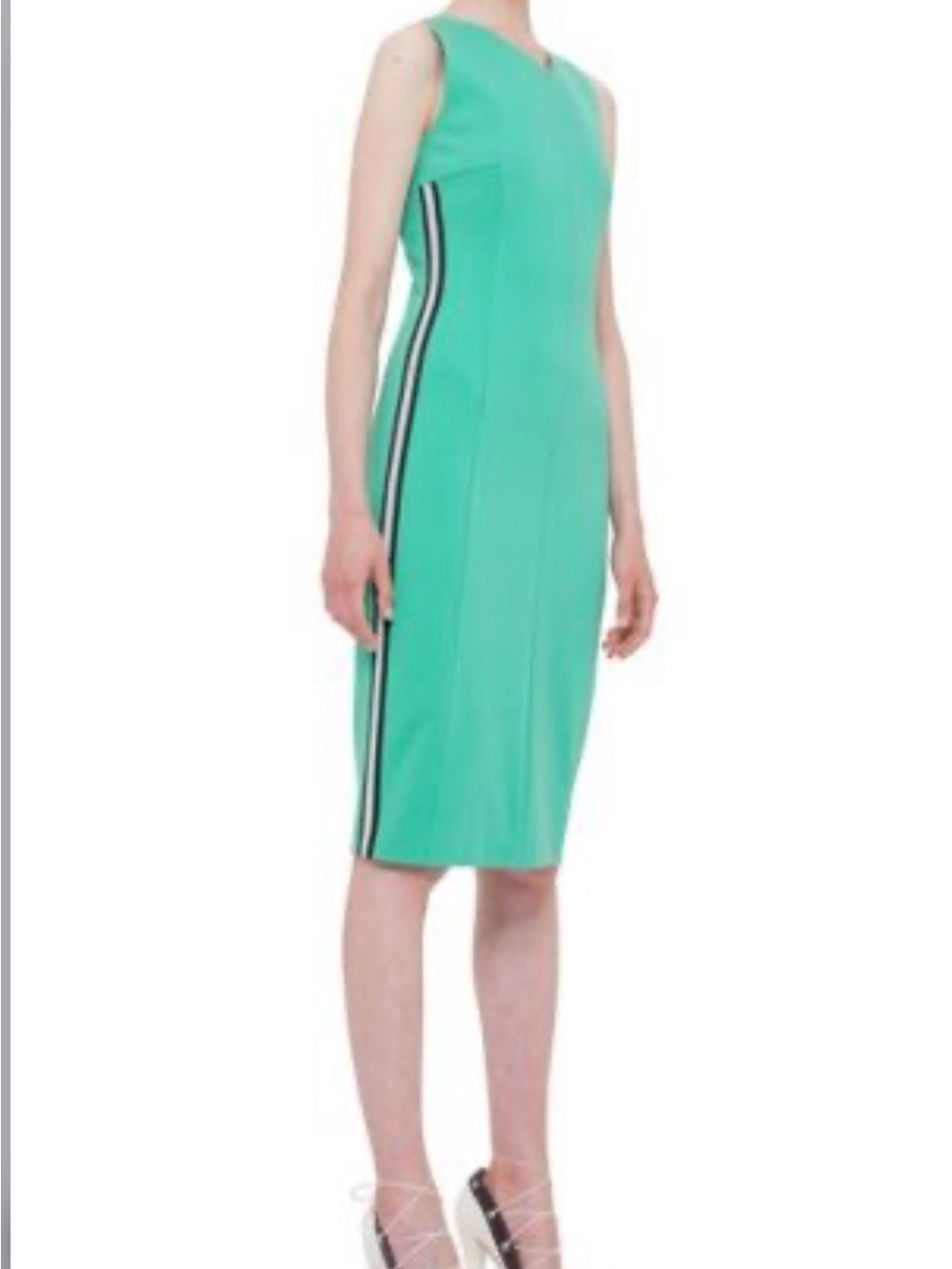 Akris Punto Mint Sheath Midi Dress with Side Contrast Stripe
